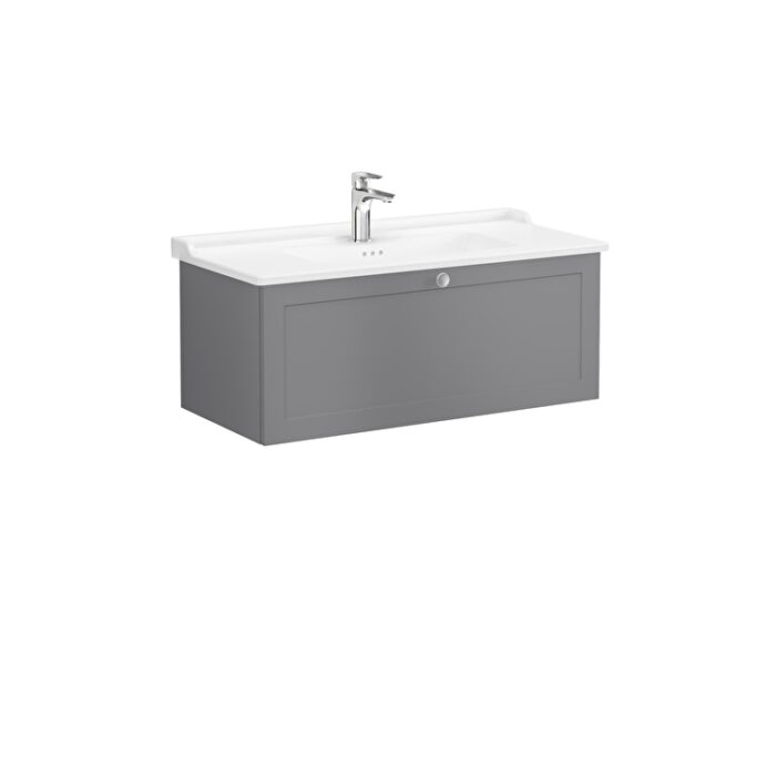 VitrA Root Classic Lavabo Dolabı, 100 cm, Bir Çekmeceli, Klasik Lavabo, Mat Gri - Görsel 3