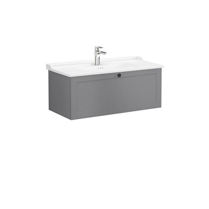 VitrA Root Classic Lavabo Dolabı, 100 cm, Bir Çekmeceli, Klasik Lavabo, Mat Gri - Görsel 2