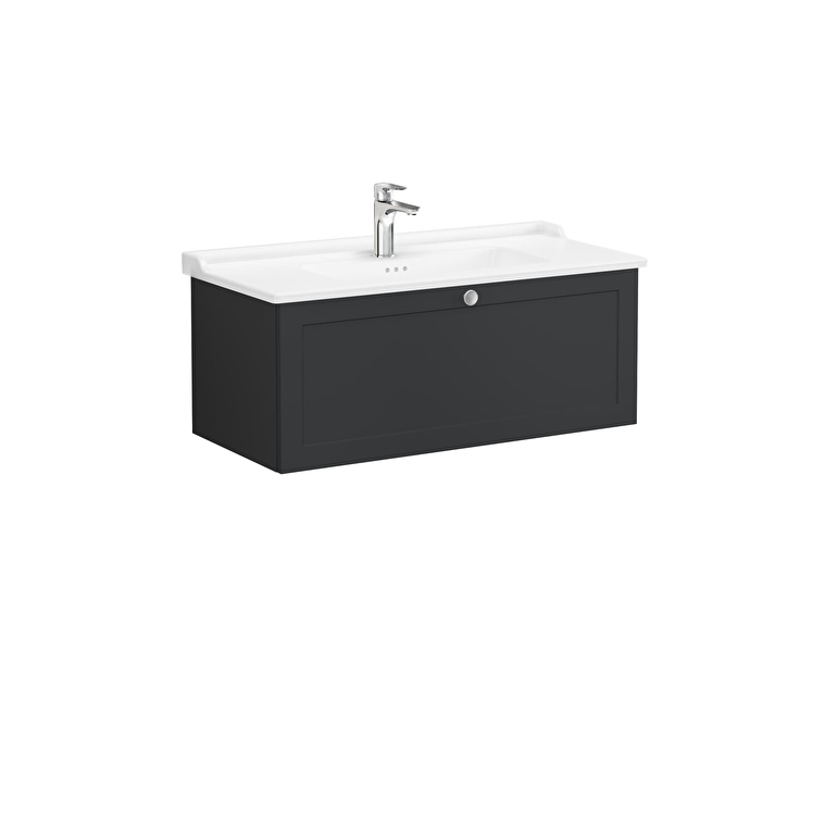 VitrA Root Classic Lavabo Dolabı, 100 cm, Bir Çekmeceli, Klasik Lavabo, Mat Grafit - 68831 - Banyo Alt Modülleri