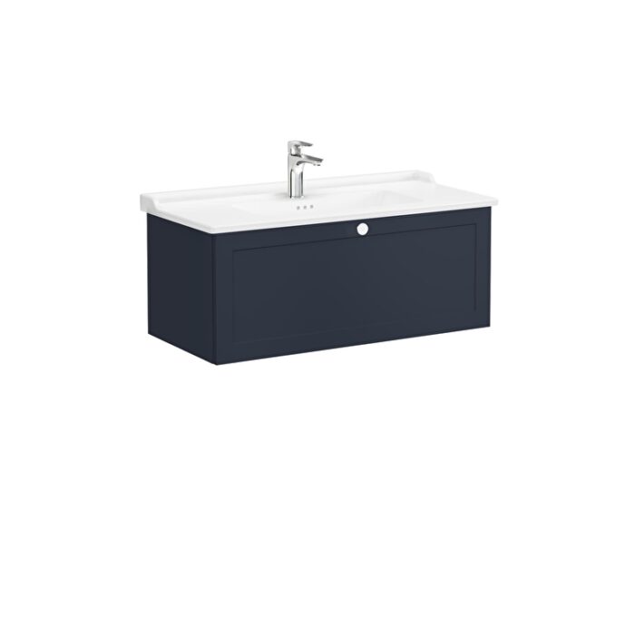VitrA Root Classic Lavabo Dolabı, 100 cm, Bir Çekmeceli, Klasik Lavabo, Mat Lacivert - Görsel 2