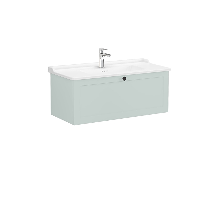 VitrA Root Classic Lavabo Dolabı, 100 cm, Bir Çekmeceli, Klasik Lavabo, Mat Retro Yeşil - 68833 - Banyo Alt Modülleri