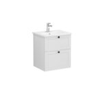 VitrA Root Flat Lavabo Dolabı, 80 cm, İki Çekmeceli, Köşeli Lavabo, Parlak Antrasit