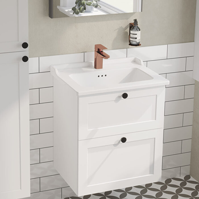 VitrA Root Classic Lavabo Dolabı, 60 cm, İki Çekmeceli, Klasik Lavabo, Mat Beyaz - 68848 - Banyo Alt Modülleri - 3