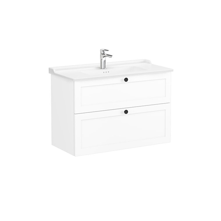 VitrA Root Classic Lavabo Dolabı, 100 cm, İki Çekmeceli, Klasik Lavabo, Mat Beyaz - 68890 - Banyo Alt Modülleri