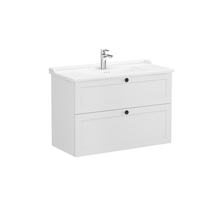 VitrA Root Classic Lavabo Dolabı, 100 cm, İki Çekmeceli, Klasik Lavabo, Mat Açık Gri - 68891 - Banyo Alt Modülleri