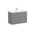 VitrA Root Classic Lavabo Dolabı, 100 cm, İki Çekmeceli, Klasik Lavabo, Mat Gri - 68892 - Banyo Alt Modülleri - 2