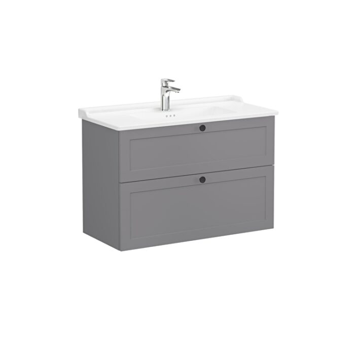 VitrA Root Classic Lavabo Dolabı, 100 cm, İki Çekmeceli, Klasik Lavabo, Mat Gri - 68892 - Banyo Alt Modülleri - 1