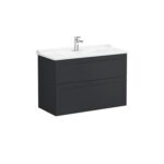 VitrA Root Classic Lavabo Dolabı, 100 cm, İki Çekmeceli, Klasik Lavabo, Mat Grafit - 68894 - Banyo Alt Modülleri