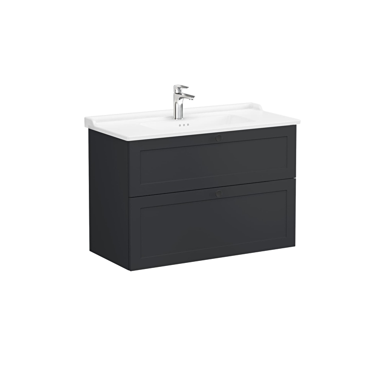 VitrA Root Classic Lavabo Dolabı, 100 cm, İki Çekmeceli, Klasik Lavabo, Mat Grafit