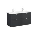 VitrA Root Classic Lavabo Dolabı, 120 cm, Dört Çekmeceli, Köşeli Lavabo, Mat Grafit