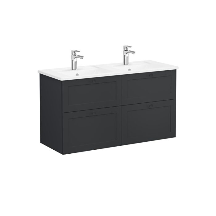 VitrA Root Classic Lavabo Dolabı, 120 cm, Dört Çekmeceli, Köşeli Lavabo, Mat Grafit - Görsel 2