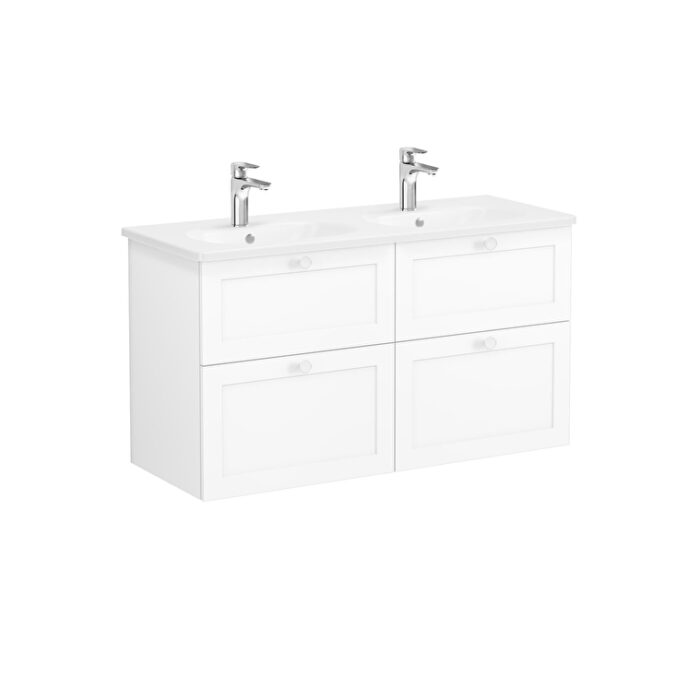 VitrA Root Classic Lavabo Dolabı, 120 cm, Dört Çekmeceli, Yuvarlak Lavabo, Mat Beyaz - 68946 - Banyo Alt Modülleri - 1