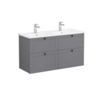 VitrA Root Classic Lavabo Dolabı, 120 cm, Dört Çekmeceli, Yuvarlak Lavabo, Mat Gri - 68948 - Banyo Alt Modülleri - 2