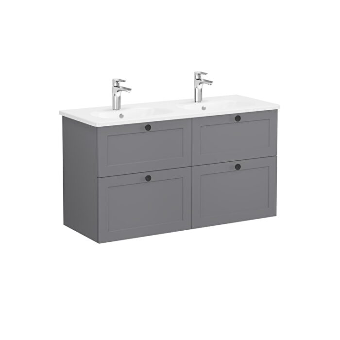 68948_58b13e404a801730eb86bed2aa99e12da2224487-3.jpg VitrA Root Classic Lavabo Dolabı, 120 cm, Dört Çekmeceli, Yuvarlak Lavabo, Mat Gri - 68948 - Banyo Alt Modülleri - 2