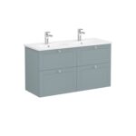 VitrA Root Classic Lavabo Dolabı, 120 cm, Dört Çekmeceli, Yuvarlak Lavabo, Mat Fiyord Yeşili - Görsel 2