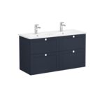 VitrA Root Classic Lavabo Dolabı, 120 cm, Dört Çekmeceli, Yuvarlak Lavabo, Mat Lacivert