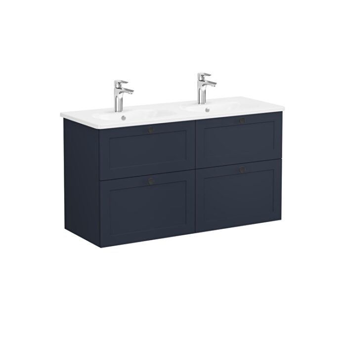 VitrA Root Classic Lavabo Dolabı, 120 cm, Dört Çekmeceli, Yuvarlak Lavabo, Mat Lacivert - Görsel 2