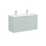 VitrA Root Classic Lavabo Dolabı, 120 cm, Dört Çekmeceli, Yuvarlak Lavabo, Mat Retro Yeşil - Görsel 4
