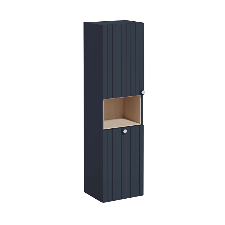 VitrA Root Groove Boy Dolabı, 40 cm, İki Kapaklı, Kısa, Çamaşır Sepetli, Mat Lacivert, Sol - 69098 - Boy Dolaplar