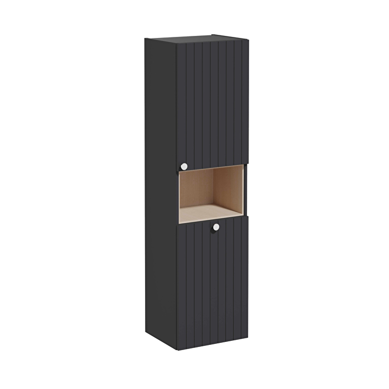 VitrA Root Groove Boy Dolabı, 40 cm, İki Kapaklı, Kısa, Çamaşır Sepetli, Mat Grafit, Sağ - 69104 - Boy Dolaplar