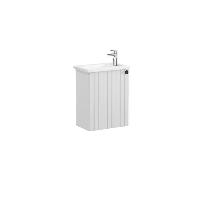 VitrA Root Groove Lavabo Dolabı, 45 cm, Bir Kapaklı, Dar, Köşeli Lavabo, Mat Açık Gri, Sol - 69178 - Banyo Alt Modülleri - 1