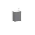 VitrA Root Groove Lavabo Dolabı, 45 cm, Bir Kapaklı, Dar, Köşeli Lavabo, Mat Gri, Sol - Görsel 2