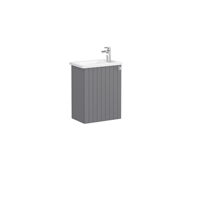 VitrA Root Groove Lavabo Dolabı, 45 cm, Bir Kapaklı, Dar, Köşeli Lavabo, Mat Gri, Sol - Görsel 2