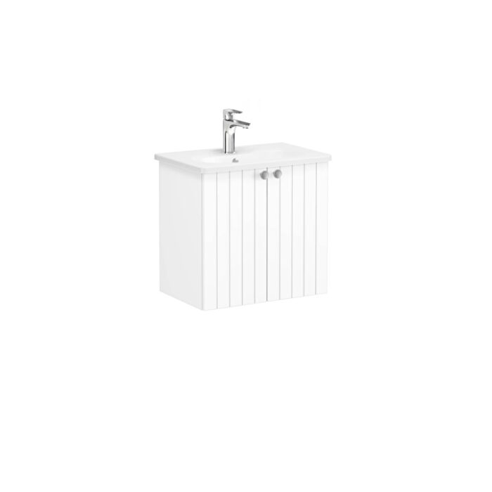 VitrA Root Groove Lavabo Dolabı, 60 cm, İki Kapaklı, Dar, Yuvarlak Lavabo, Mat Beyaz - Görsel 3