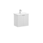 VitrA Root Groove Lavabo Dolabı, 60 cm, İki Kapaklı, Dar, Yuvarlak Lavabo, Mat Açık Gri - 69213 - Banyo Alt Modülleri