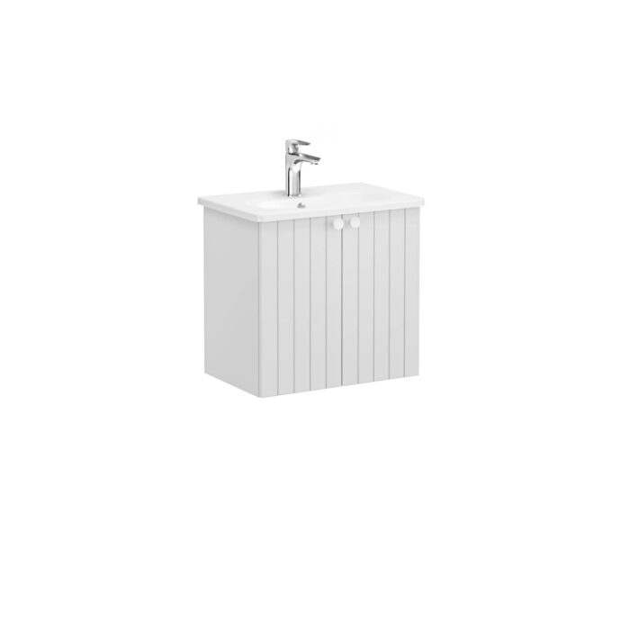 VitrA Root Groove Lavabo Dolabı, 60 cm, İki Kapaklı, Dar, Yuvarlak Lavabo, Mat Açık Gri - 69213 - Banyo Alt Modülleri - 2