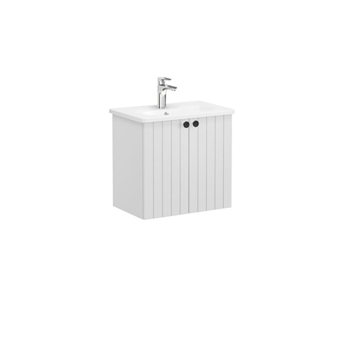VitrA Root Groove Lavabo Dolabı, 60 cm, İki Kapaklı, Dar, Yuvarlak Lavabo, Mat Açık Gri - 69213 - Banyo Alt Modülleri - 1