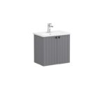 VitrA Root Groove Lavabo Dolabı, 60 cm, İki Kapaklı, Dar, Yuvarlak Lavabo, Mat Gri - Görsel 2