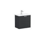 VitrA Root Groove Lavabo Dolabı, 60 cm, İki Kapaklı, Dar, Yuvarlak Lavabo, Mat Grafit - Görsel 3