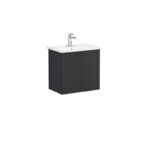 VitrA Root Groove Lavabo Dolabı, 60 cm, İki Kapaklı, Dar, Yuvarlak Lavabo, Mat Grafit