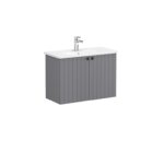 VitrA Root Groove Lavabo Dolabı, 80 cm, İki Kapaklı, Dar, Yuvarlak Lavabo, Mat Gri - Görsel 2
