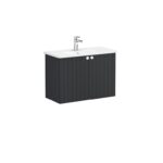 VitrA Root Groove Lavabo Dolabı, 80 cm, İki Kapaklı, Dar, Yuvarlak Lavabo, Mat Grafit - Görsel 3