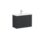 VitrA Root Groove Lavabo Dolabı, 80 cm, İki Kapaklı, Dar, Yuvarlak Lavabo, Mat Grafit - Görsel 2