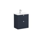VitrA Root Groove Lavabo Dolabı, 60 cm, İki Çekmeceli, Dar, Yuvarlak Lavabo, Mat Lacivert - Görsel 3