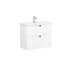VitrA Root Groove Lavabo Dolabı, 80 cm, İki Çekmeceli, Dar, Yuvarlak Lavabo, Mat Beyaz - 69254 - Banyo Alt Modülleri - 1