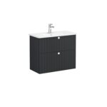 VitrA Root Groove Lavabo Dolabı, 80 cm, İki Çekmeceli, Dar, Yuvarlak Lavabo, Mat Grafit - 69258 - Banyo Alt Modülleri - 2