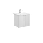 VitrA Root Groove Lavabo Dolabı, 60 cm, İki Kapaklı, Yuvarlak Lavabo, Mat Açık Gri - 69269 - Banyo Alt Modülleri