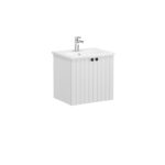 VitrA Root Groove Lavabo Dolabı, 60 cm, İki Kapaklı, Yuvarlak Lavabo, Mat Açık Gri - 69269 - Banyo Alt Modülleri - 1
