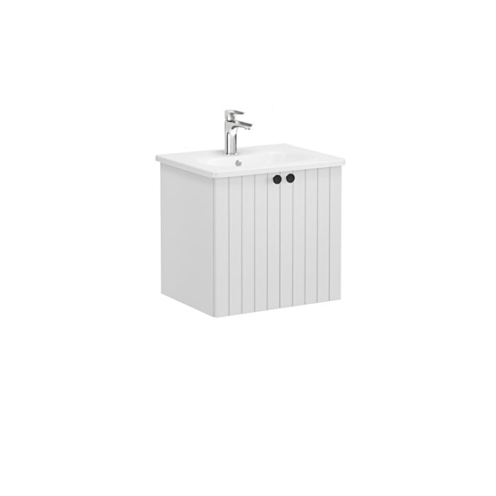 69269_b08194ddd3179db45497ca91177830e96e114959-2.jpg VitrA Root Groove Lavabo Dolabı, 60 cm, İki Kapaklı, Yuvarlak Lavabo, Mat Açık Gri - 69269 - Banyo Alt Modülleri - 1