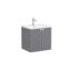 VitrA Root Groove Lavabo Dolabı, 60 cm, İki Kapaklı, Yuvarlak Lavabo, Mat Gri - 69270 - Banyo Alt Modülleri