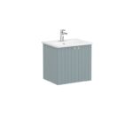 VitrA Root Groove Lavabo Dolabı, 60 cm, İki Kapaklı, Yuvarlak Lavabo, Mat Fiyord Yeşili - Görsel 2