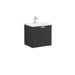 VitrA Root Groove Lavabo Dolabı, 60 cm, İki Kapaklı, Yuvarlak Lavabo, Mat Grafit - 69272 - Banyo Alt Modülleri