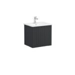 VitrA Root Groove Lavabo Dolabı, 60 cm, İki Kapaklı, Yuvarlak Lavabo, Mat Grafit - 69272 - Banyo Alt Modülleri - 2