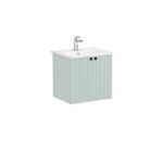 VitrA Root Groove Lavabo Dolabı, 60 cm, İki Kapaklı, Yuvarlak Lavabo, Mat Retro Yeşil - 69274 - Banyo Alt Modülleri