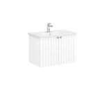 VitrA Root Groove Lavabo Dolabı, 80 cm, İki Kapaklı, Yuvarlak Lavabo, Mat Beyaz - 69289 - Banyo Alt Modülleri