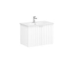 VitrA Root Groove Lavabo Dolabı, 80 cm, İki Kapaklı, Yuvarlak Lavabo, Mat Beyaz - 69289 - Banyo Alt Modülleri - 1